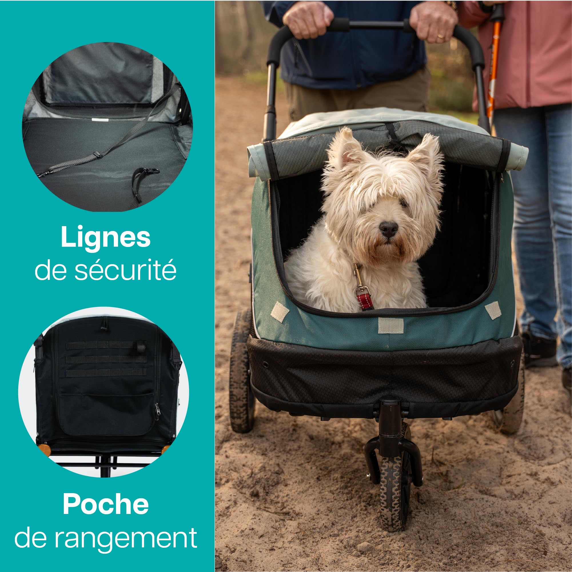 InnoPet Noah Poussette pour Chiens - Pour Chiens Petits et Moyens jusqu à 25 kg - Tout Terrain - Guidon Réglable - Housse de Pluie Incluse - Bleue