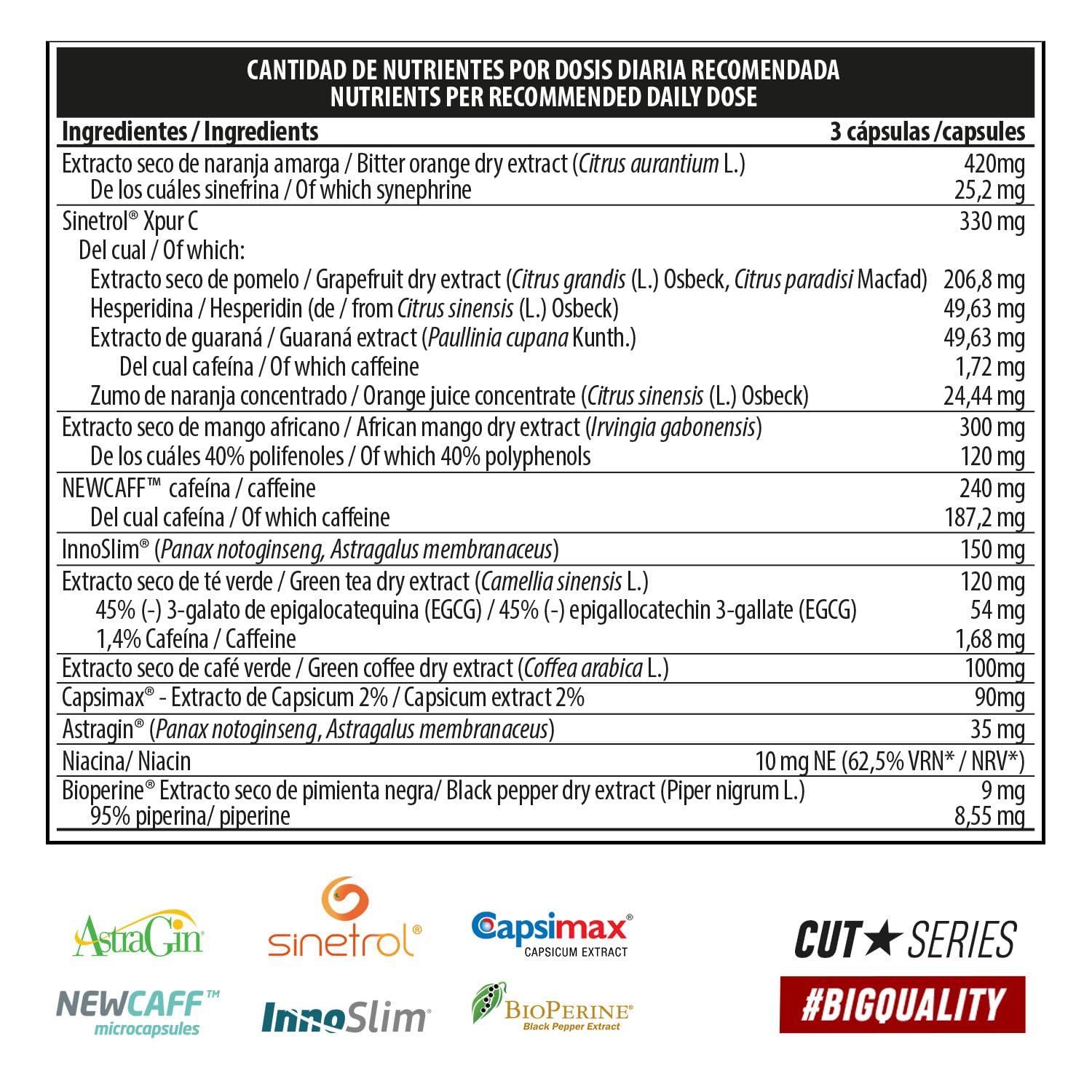 BIG - Quemagrasas Potente para Adelgazar muy Rapido, Fórmula Exclusiva con 10 Ingredientes, Elimina la Grasa y Ayuda a Bajar de Peso, Acelera el Metabolismo en Hombre y Mujer, 40 Servicios, 120 caps
