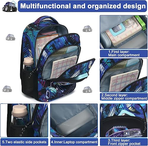 Miniatura 5 de Mochila infantil para la escuela niños y niñas bolsa de libros para preescolar con caja de almuerzo juego de estuche para lápices de primaria jardín