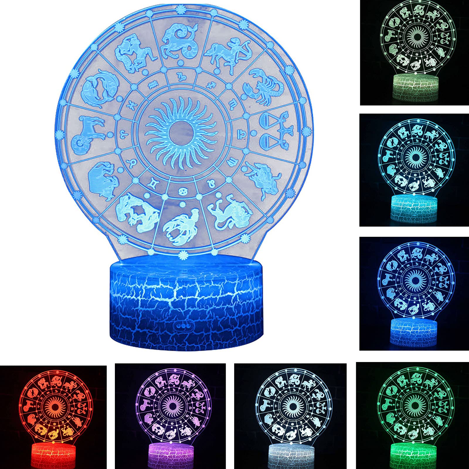 Lampe d'illusion optique 3D 16 couleurs LED veilleuse tactile avec télécommande pour chambre