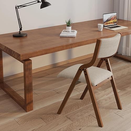 Miniatura 5 de Ball & Cast Paquete de 2 sillas plegables acolchadas, marco de madera maciza, altura del asiento de 18 pulgadas, respaldo y cojín de diseño