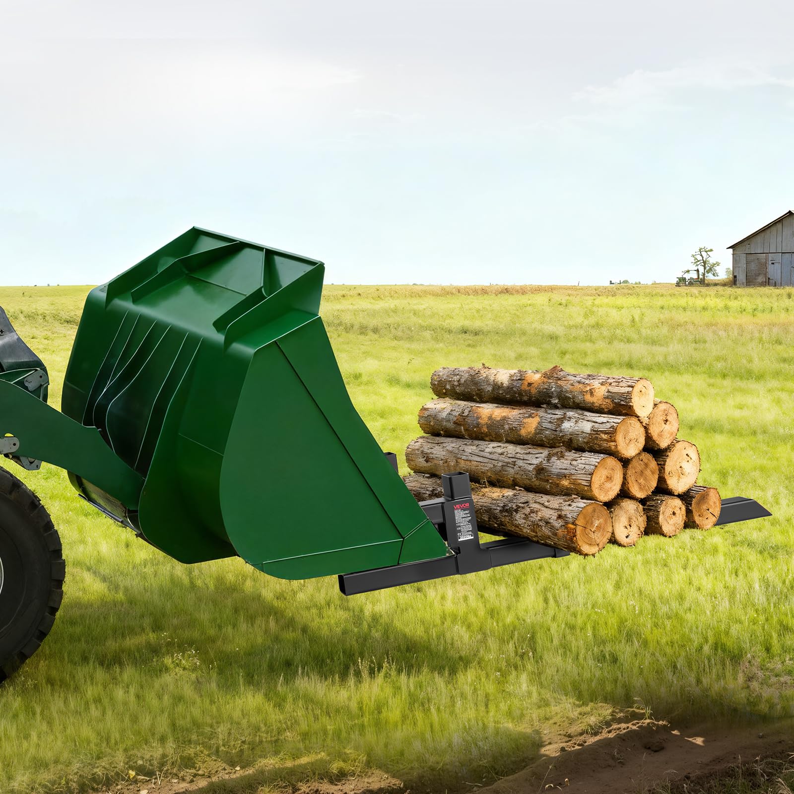 VEVOR Forche per Pallet con Morsetto da 907 kg Lunghezza Totale 109 cm, Forche per Trattori per Impieghi Gravosi con Barra Stabilizzatrice Regolabile per Accessori per Trattori, Benna di Carico