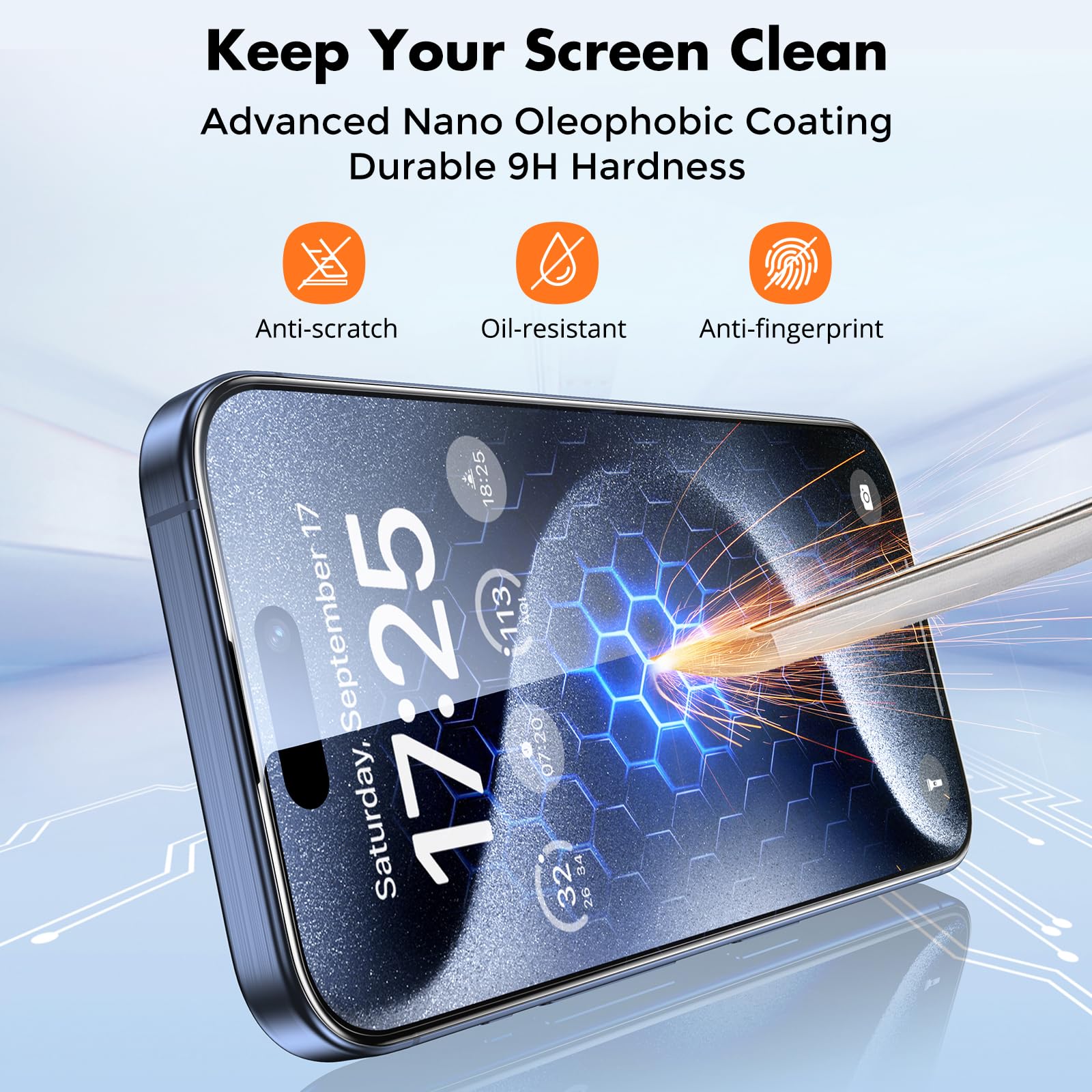 Protecteur D'Écran En Verre Trempé 9H Pour IPhone 15 / 15 Pro - Anti-Rayures Et Chocs - 1 à 3 Films - Neuf