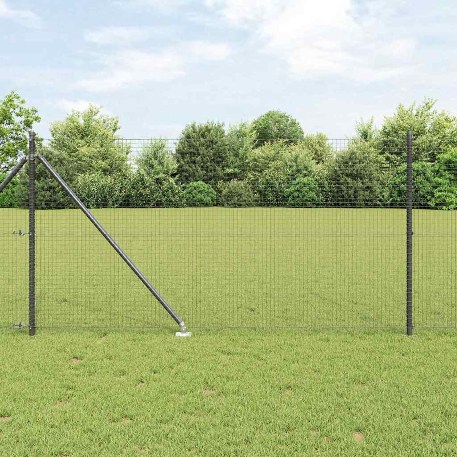Gecheer Metall-Zaunpfosten-Set 2er Set Grau Metall 10 x 1 m Stabil, Stabile Stahlpfähle für Gartenzäune Landwirtschaft Weidenetze Hühnerdraht3352166
