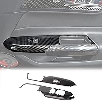 Vista 1 de RT-TCZ Manija de puerta de fibra de carbono, interruptor de control de ventana, cubierta de panel de botón, calcomanía para decoración