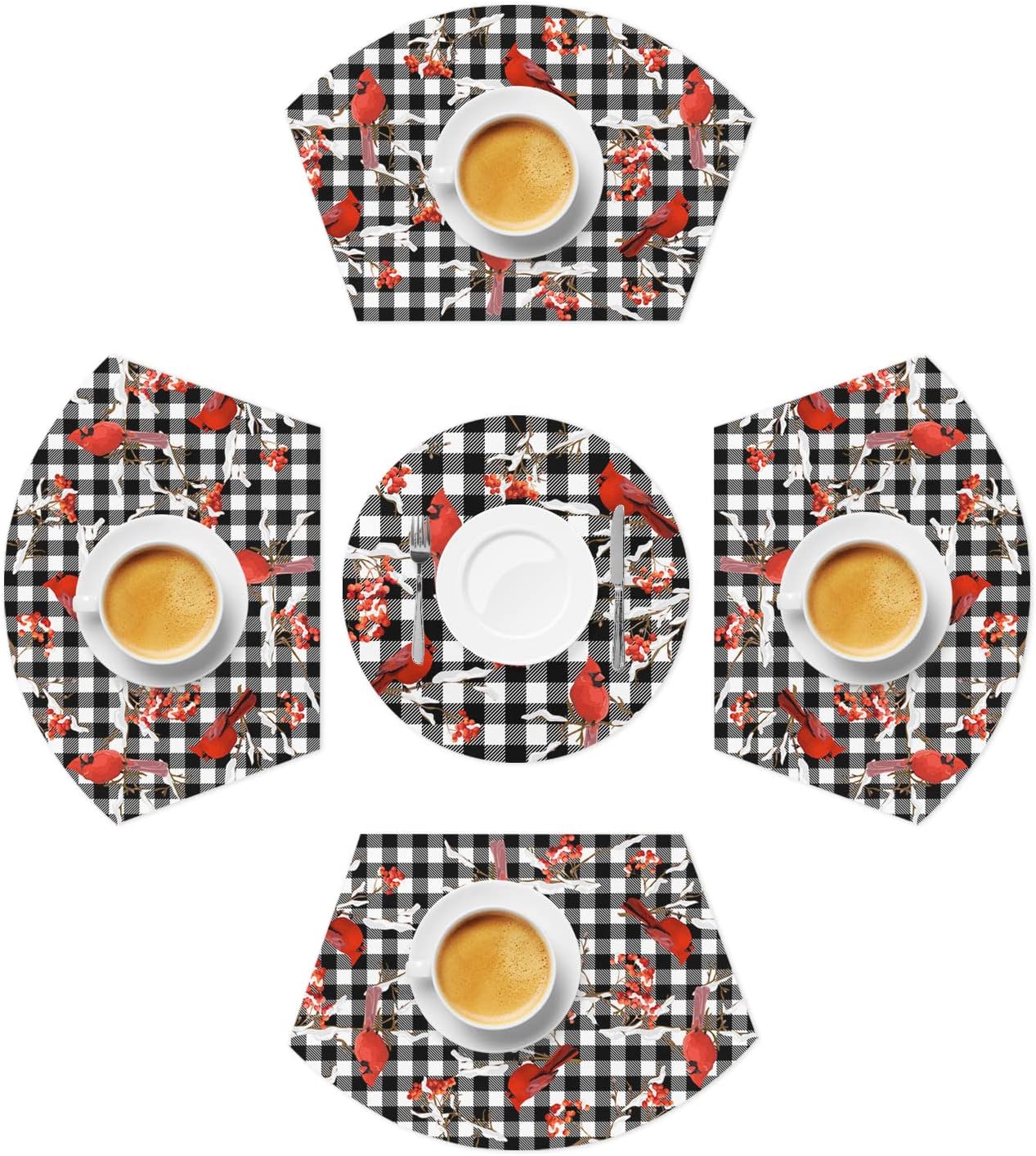 Round Table Placemats Set of 4 Wedge Placemat for Dining