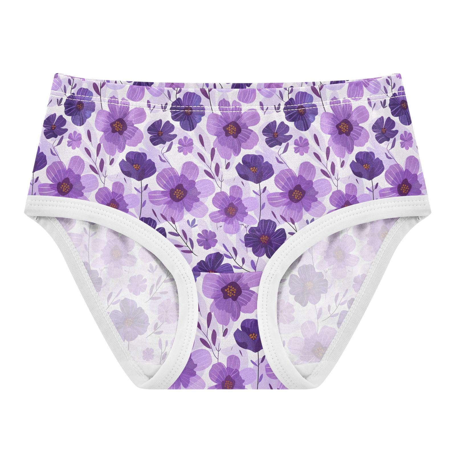 ALAZA Toddler Girls Cotton Hipster Underwear Soft Purple Flower Pattern 2 Pack 2T