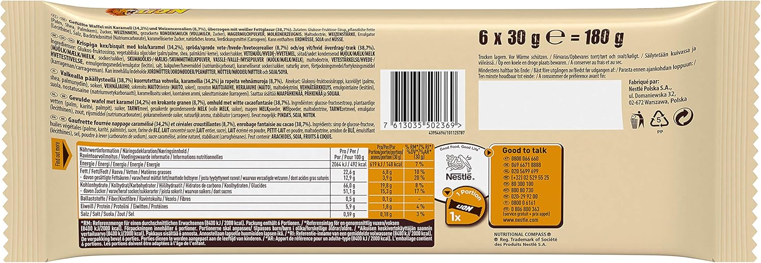 Lion Barres Chocolat Blanc - 6 x 30g: Goût Intense, Enrobage Délicieux ! - Image secondaire