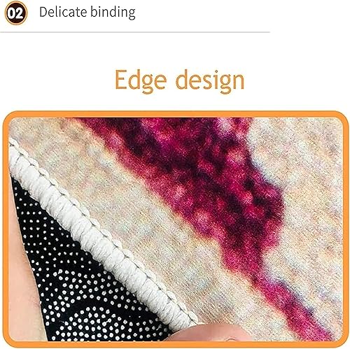 Miniatura 4 de EXINBU Alfombra de pasillo lavable de 4 x 10 pies, alfombra de entrada 3D verde y morado, diseño de plantas, antideslizante, con parte trasera de