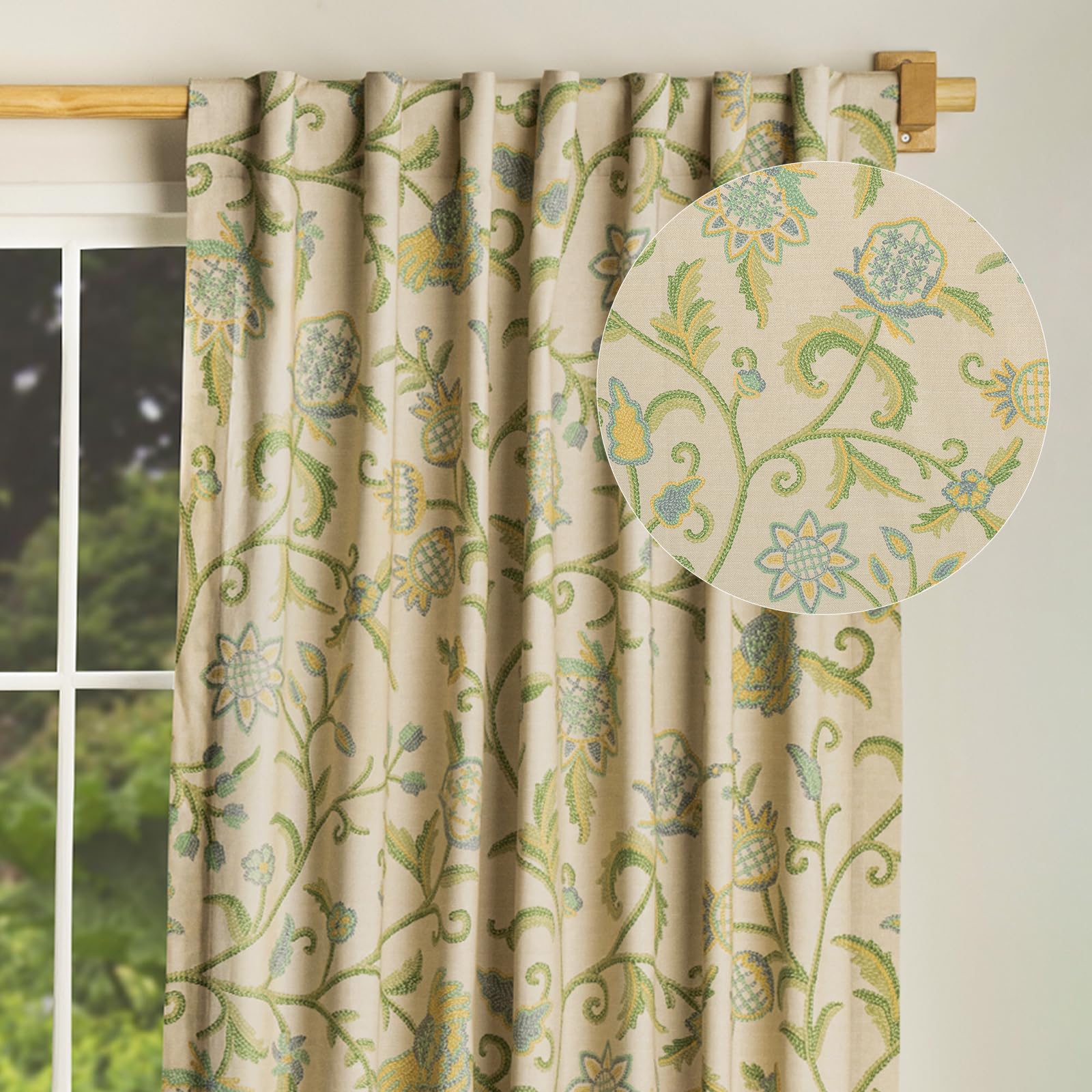 Maison d' Hermine Curtains for Living Room 100% Cotton 108 inch Length One Panel Light Filtering Curtains for Bedroom Windows with Rod and Loop