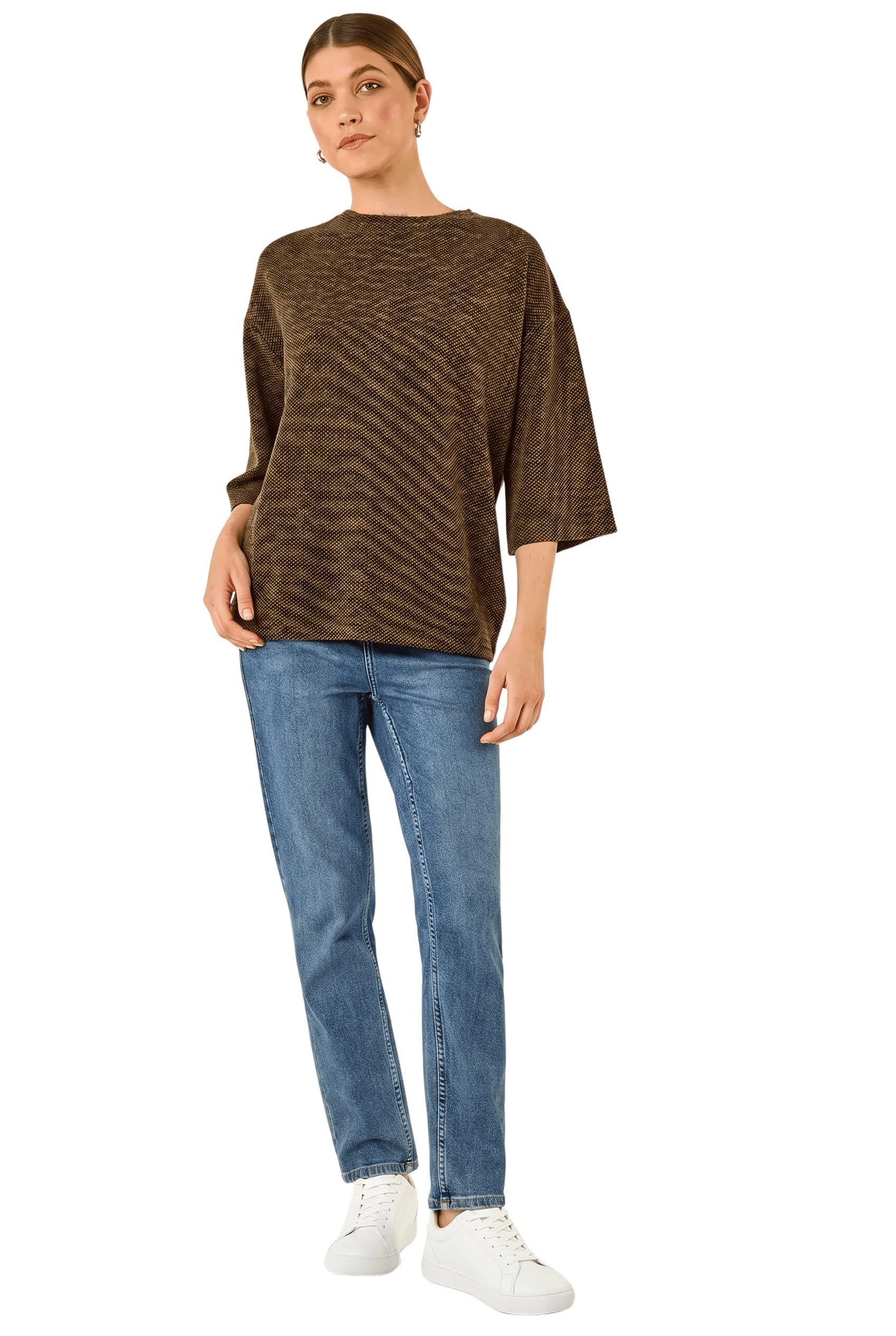Roman Women's Khaki Button Back Stretch Top In | Size: 16