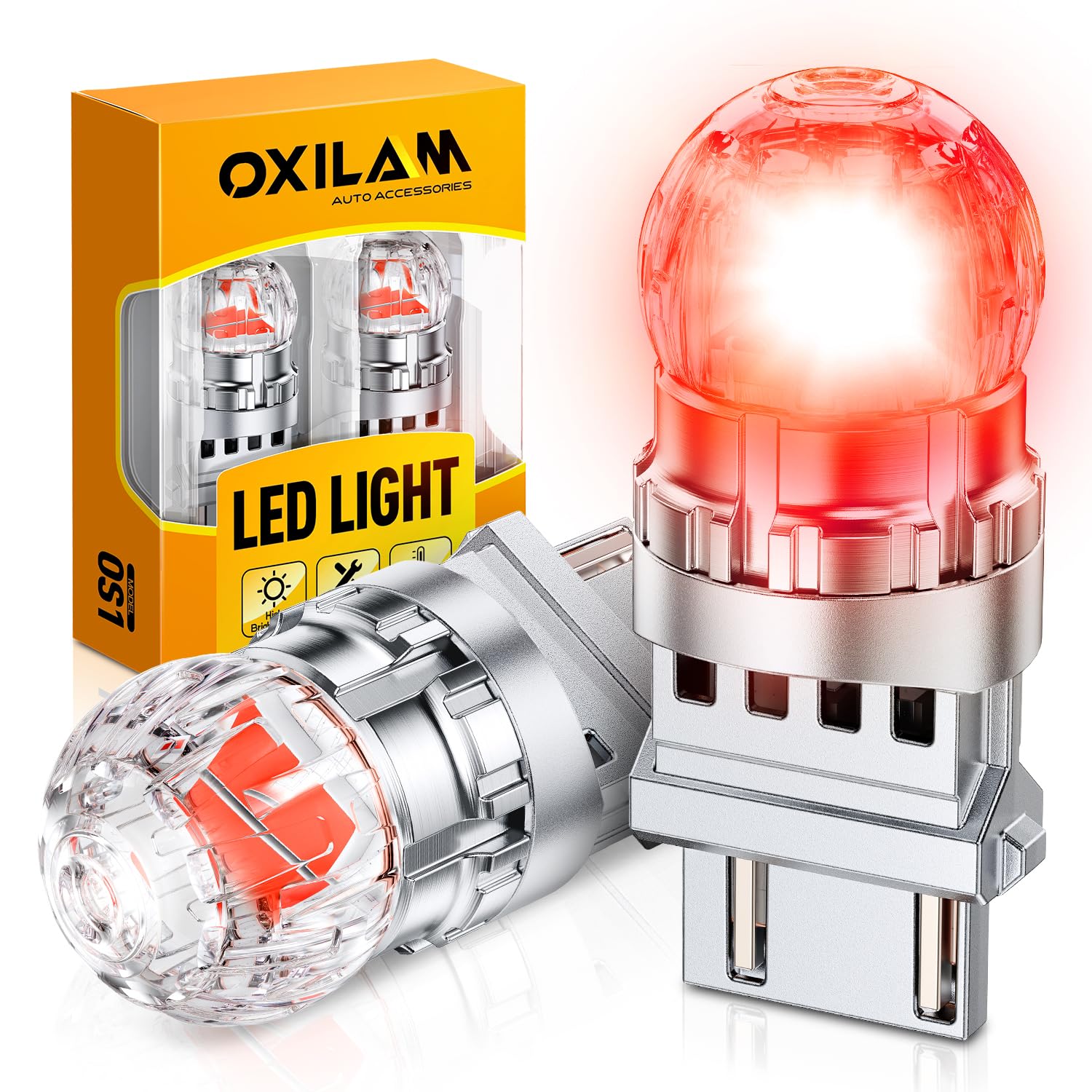 OXILAM 3157 LED Bulb Brake Tail Light, 800% brighter Upgraded 3156 3056 3057 4057 4157 3047 3457 4114 LED Bulb for Stop Third Brake Backup Parking Tail Turn Signal DRL Light Tail Light, Pack of 2
