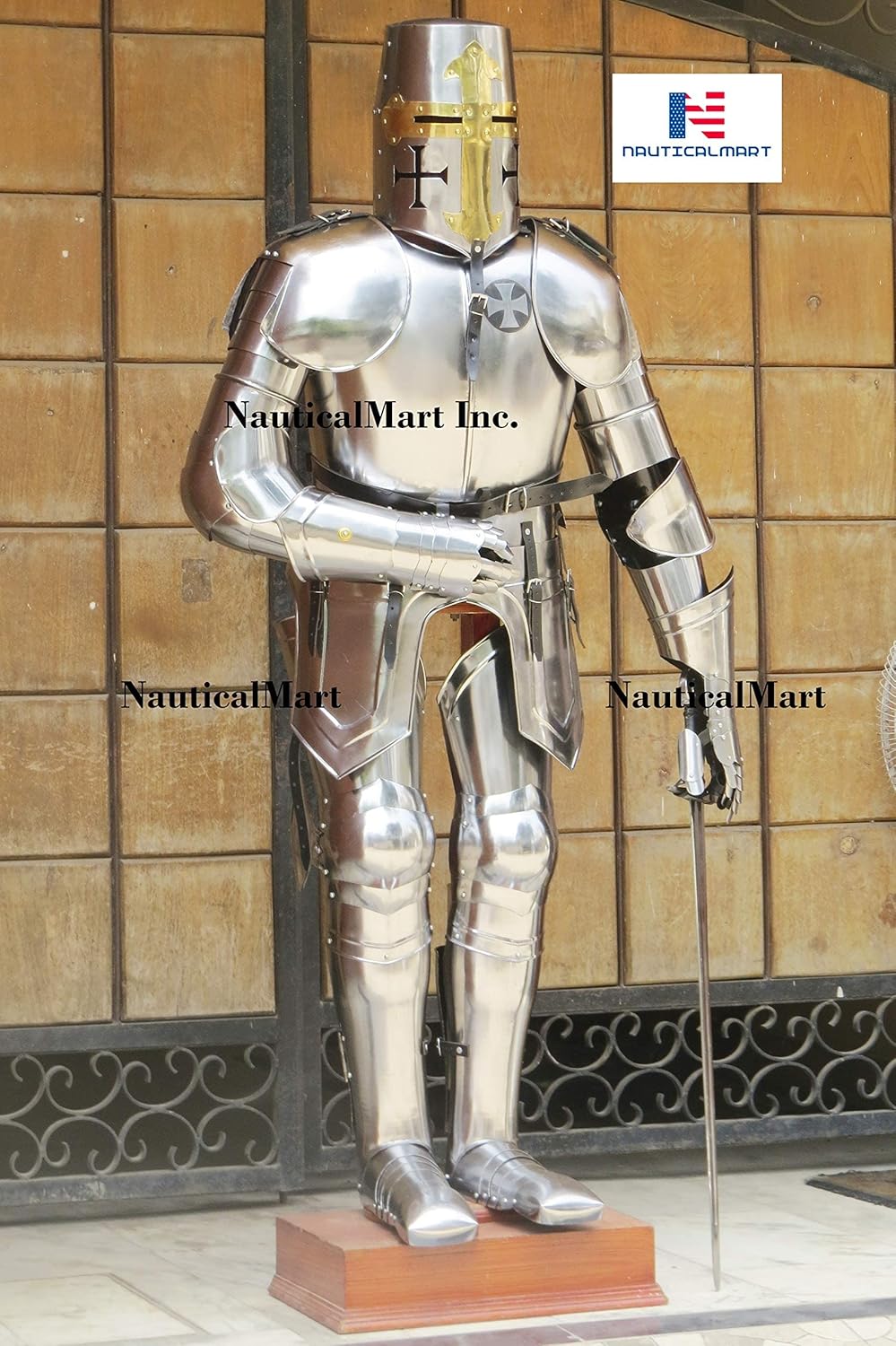 NauticalMart Medieval Wearable Knight Crusader Full Suit of Armor Costume, Crusade Armour Wearable parts | Collectible Gift, Perfect for Christmas & Holiday Gifting