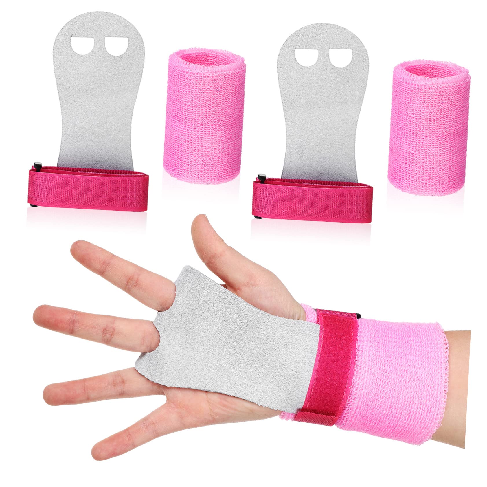 Toddmomy Leather Gymnastics Wristbands Gymnastic Palm Cover Wrist Sweatbands Elastic Kids Grips Workout Wrist Wraps