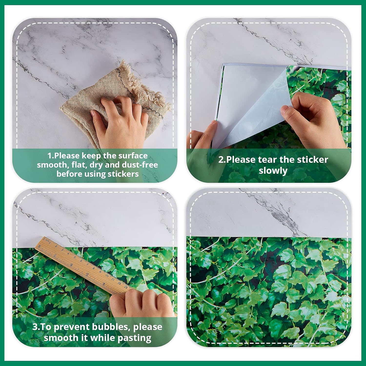 2 Sheets ​Ivy Leaves Wheelie Bin Sticker Adhesive Ivy Leaf Dustbin Sticker Decorative Wall Stickers Large Green Leaves Decal for Fridge Bins Wall, Indoor Outdoor Decorations, 15.74 x 32.28 Inch