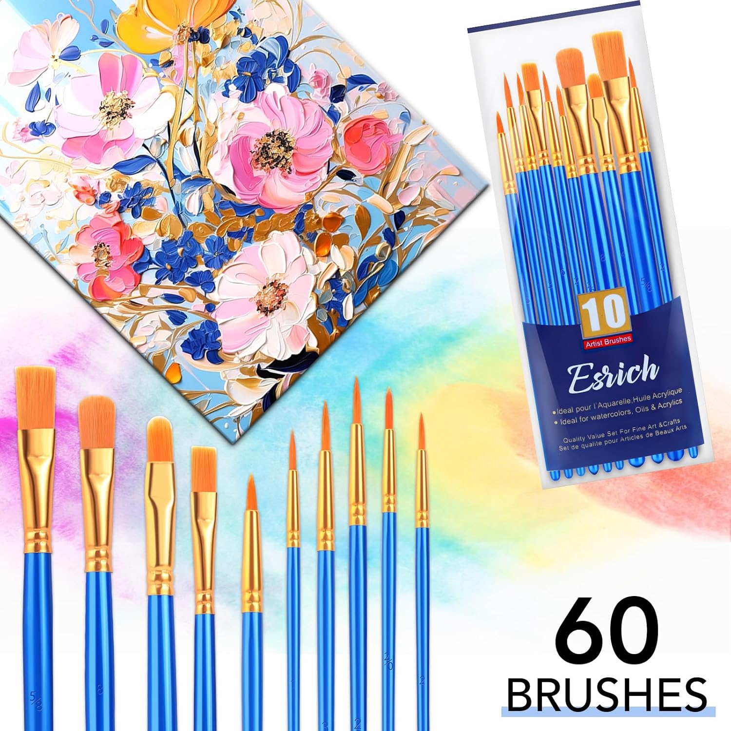 Acrylic Paint Brushes Set, 16 Pas /, Nylon Brush Head, Suitable