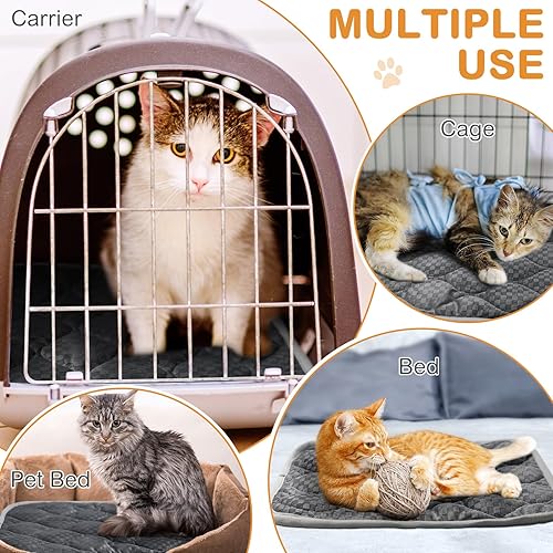 Miniatura 5 de Paquete de 4 Alfombrillas Autocalentables para Gatos, Almohadilla Autocalentable para Gatos, Cama Térmica Cálida para Mascotas, Almohadilla Lavable