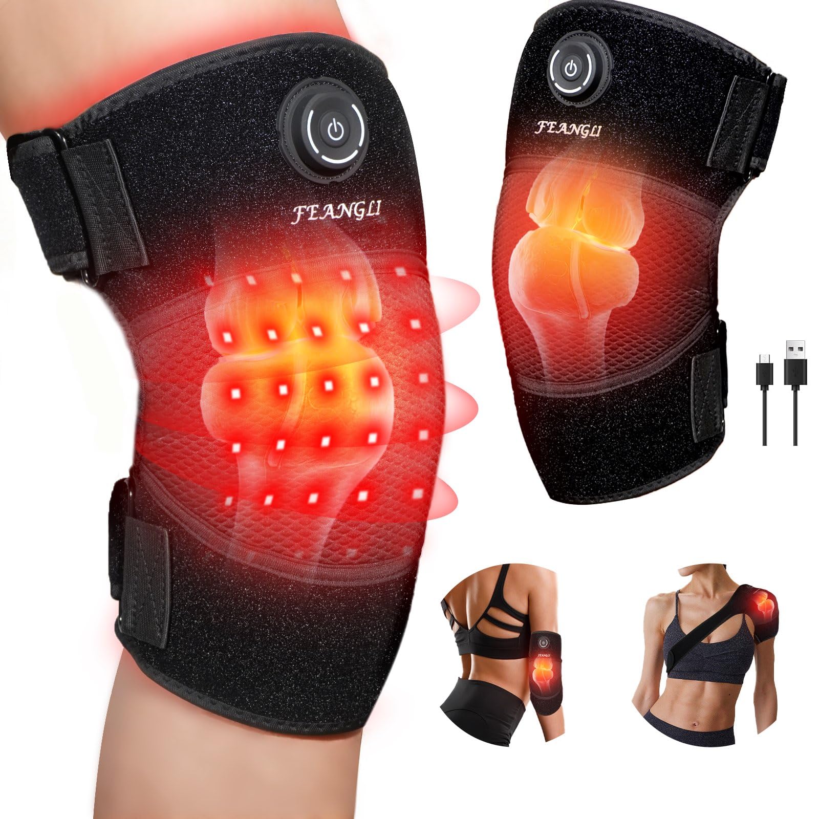 Red Light Therapy for Knee Heated Knee Brace for Pain Relief Cordless Infrared Light Therapy Knee Wrap Infrared