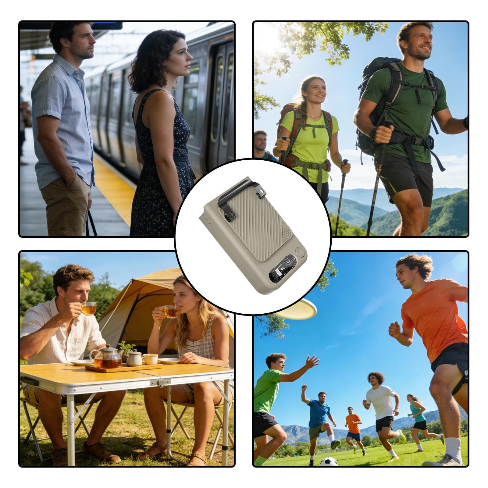 Ventola a clip per vita 199 velocità ricaricabile ventilatore da viaggio | Con Luce LED Ventilatore Alimentato a Batteria Per vita, cintura, camicia, scrivania da ufficio, , campeggio, all'aperto,