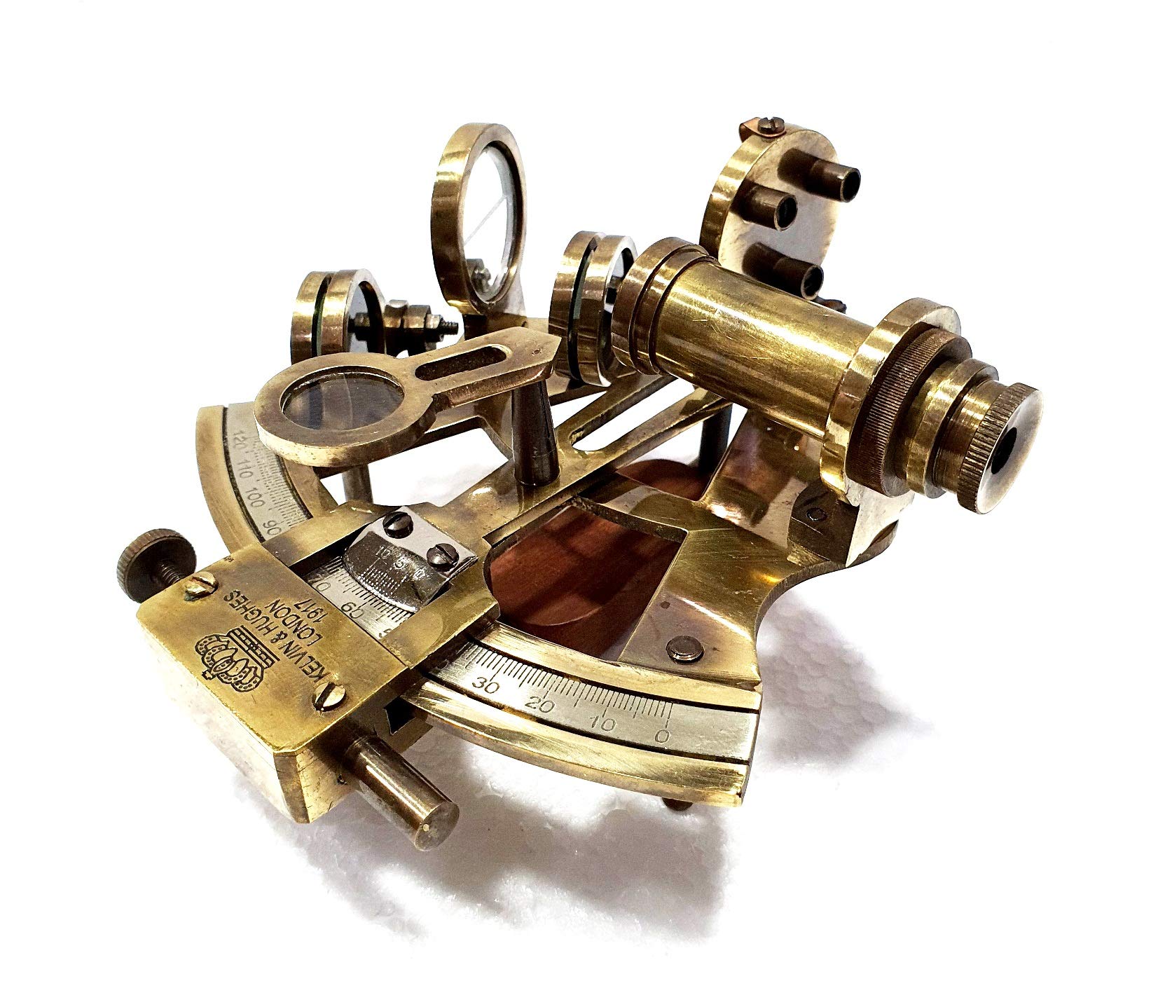 Antico Marittimo Nautico Sestante Telescopio Vintage Marine Astrolabe Ship's Strumenti con Scatola di Legno