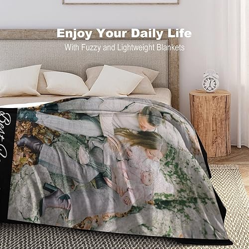 Miniatura 8 de D-Story Manta personalizada con texto fotográfico para regalos fabricada en Estados Unidos, manta personalizada con carga de imagen, manta de