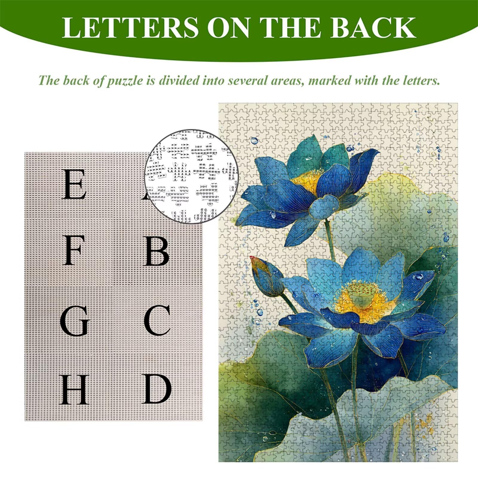 Puzzle 1500 Piezas Adultos Loto & Azul, Rompecabezas con Letras Traseras y Póster, Pasatiempo Antiestrés, Decoración de Pared, Regalo Decorar Mujer Hombre 87 x 57 cm (14 Años +) P3#988
