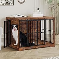 Vista 12 de Mueble XL grande para perros, muebles de interior para perreras de 44.1 pulgadas con puerta de granero, jaula alta de madera para perros, jaula Negro