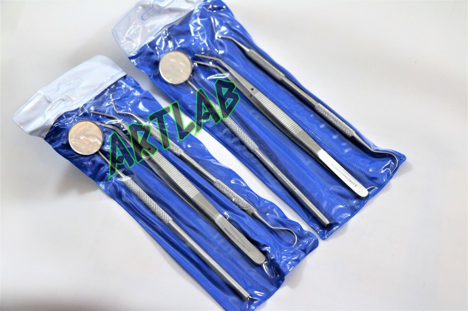 German Basic Dental 2 Sets- Explorer Probe+Dental Mirror+College Cotton PLIER (CYNAMED)