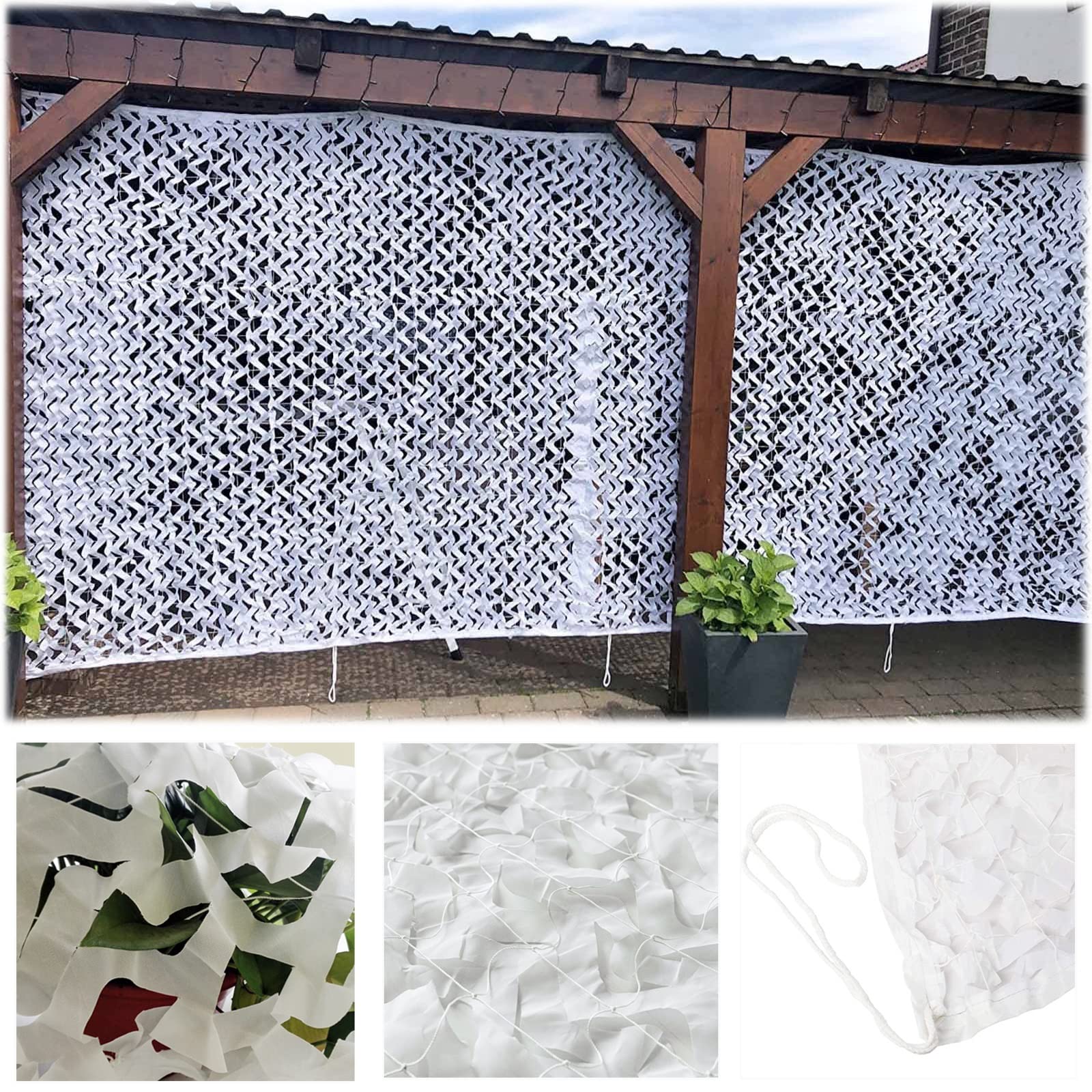 White Camouflage Netting, Military Sunscreen Shade Net, 150D Outdoor Camping Camo Netting For Pergola Roof Greenhouse Garden Theme Party Decoration (Size : 1x1m/3.2x3.2ft)