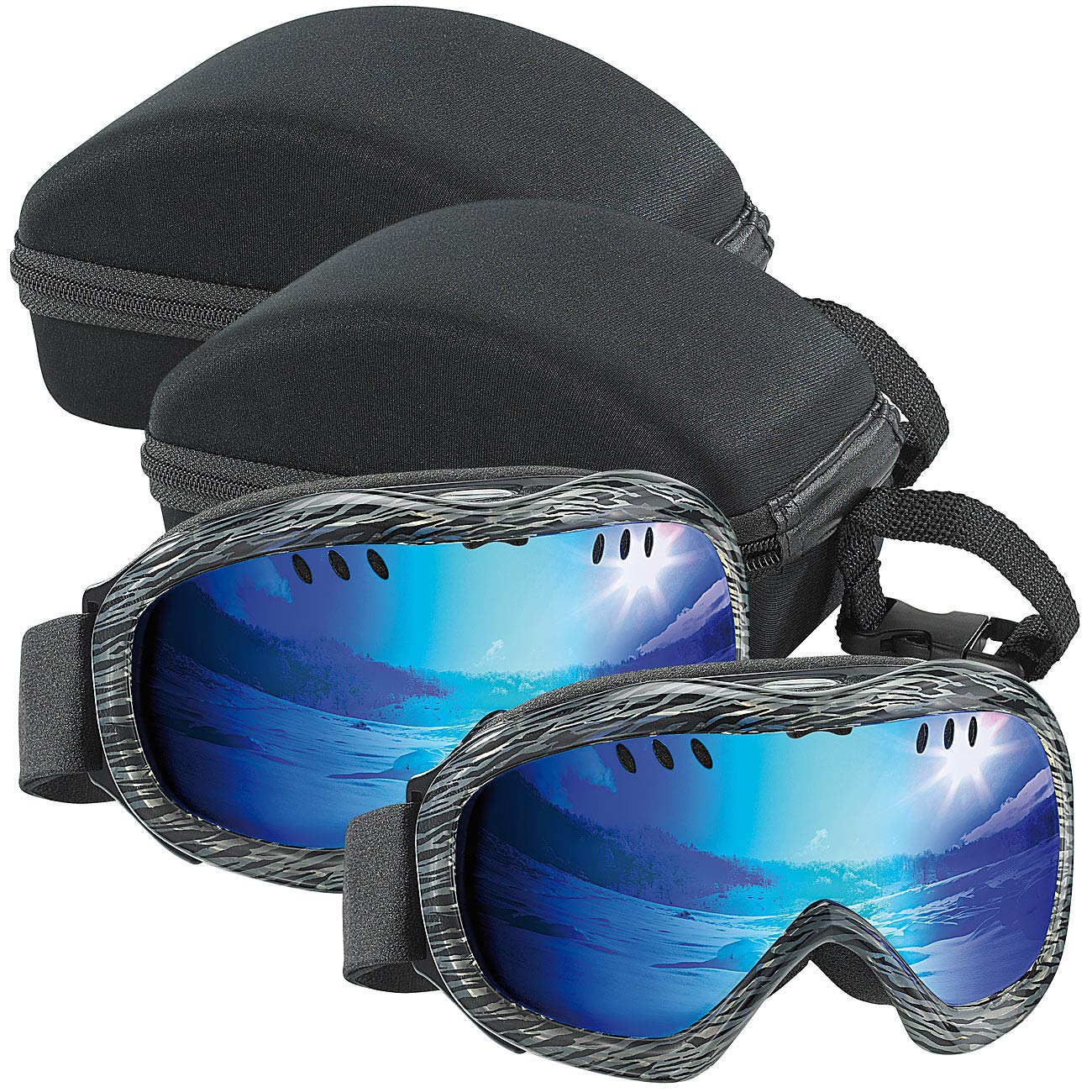 Speeron maschera da sci: 2er-Set Superleggero Occhiali da sci e snowboard high-tech, Protezione UV S2, Ventilazione della montatura con Anti-Fog (occhiali snowboard, con protezione UV, donna)