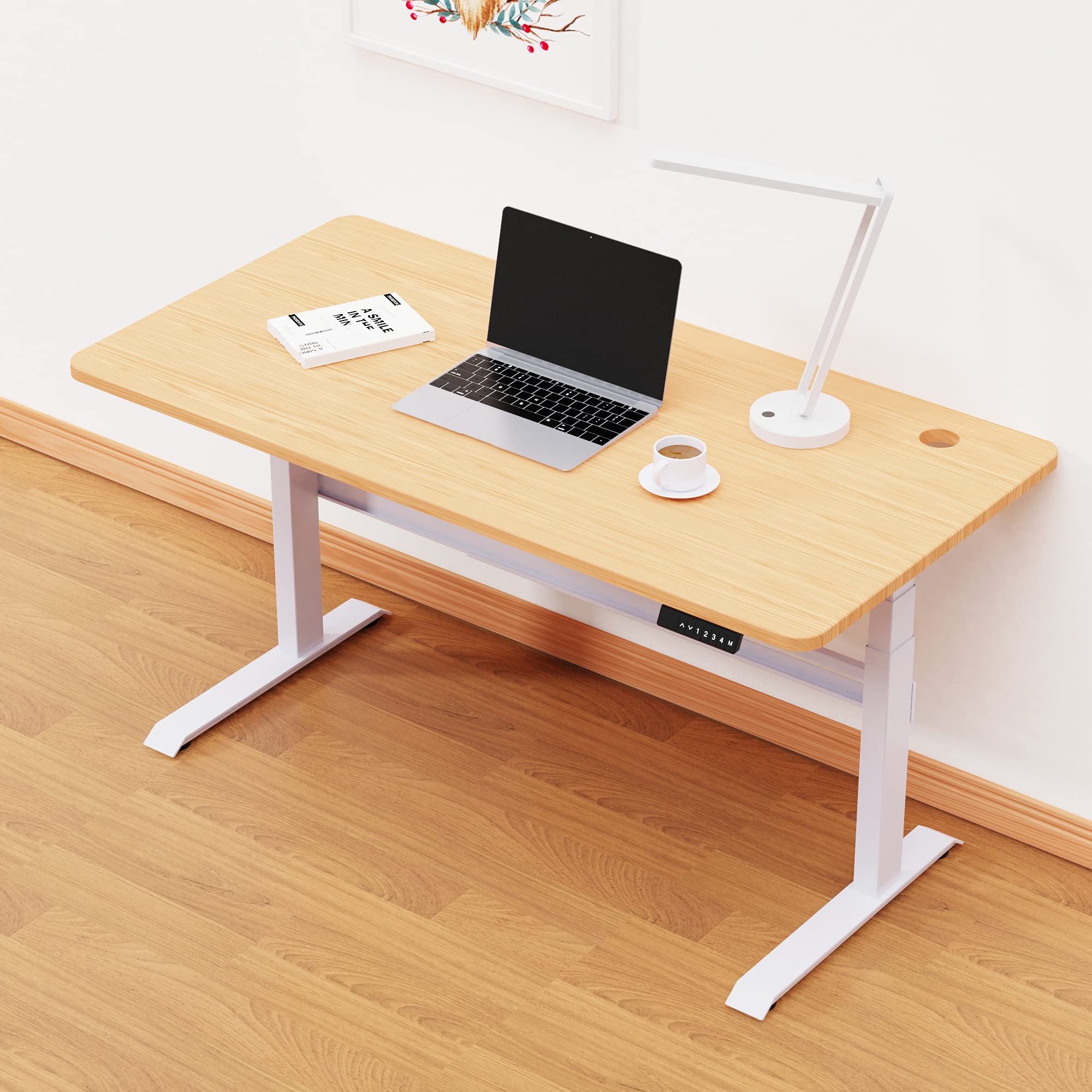ES1 PRO - Schreibtischgestell höhenverstellbar elektrisch 3-Fach Teleskop mit 2 Motoren/Memory Funktion/Kollisionsschutz und Soft-Start/Stop 140kg belastbar Stabil leise(White)