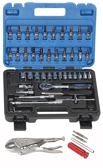 Digital Craft Hand Tool Kit Car Ratchet Wrench Assembly Tool Household Repair Tools Automotive Set 46PC Socket Set,4 In 1 Screw Driver,10