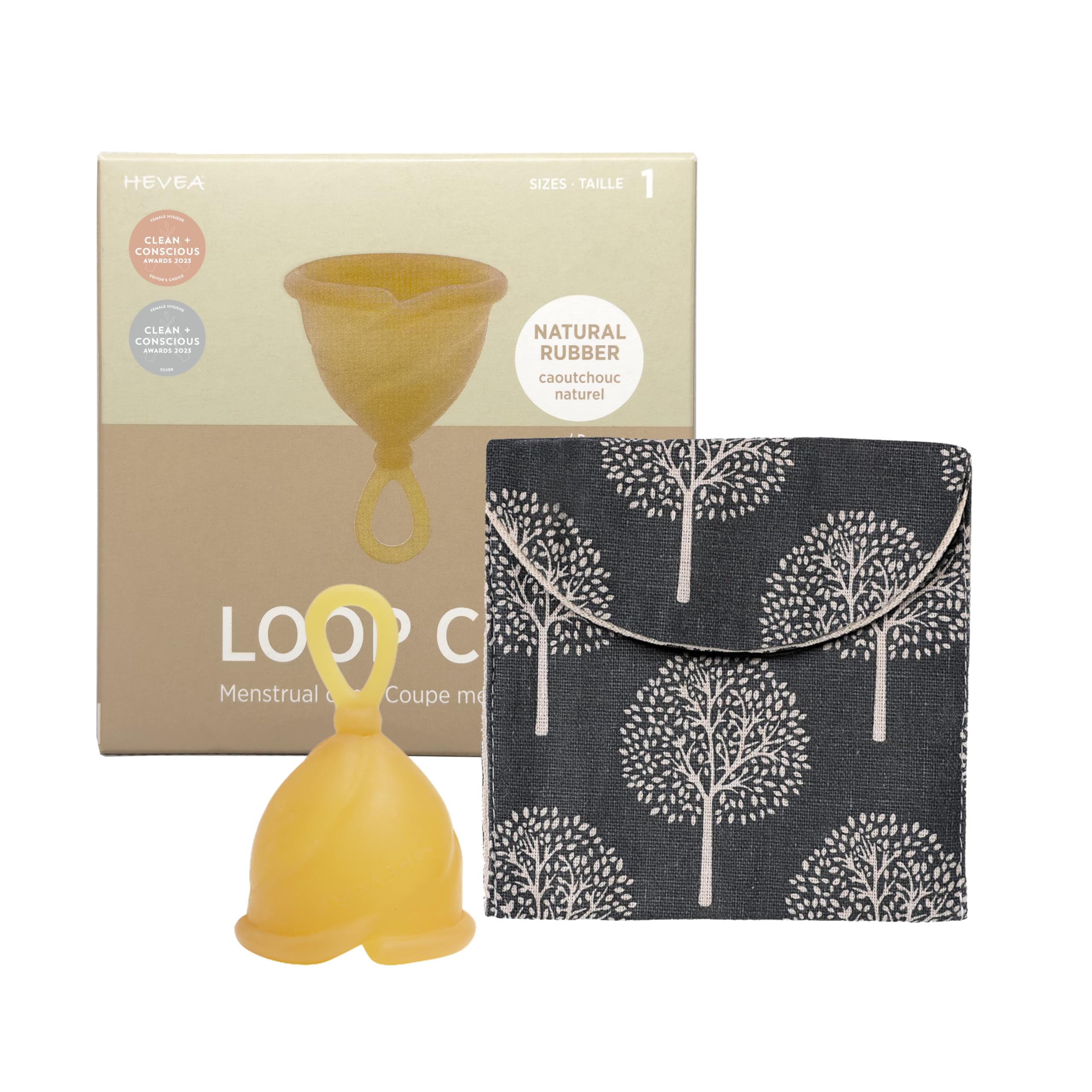 Hevea Loop Menstrual Cup Single-Pack Size 1 (Natural), Made from 100% Natural Rubber - Softest Period Cup - Wear for up to 12 Hours