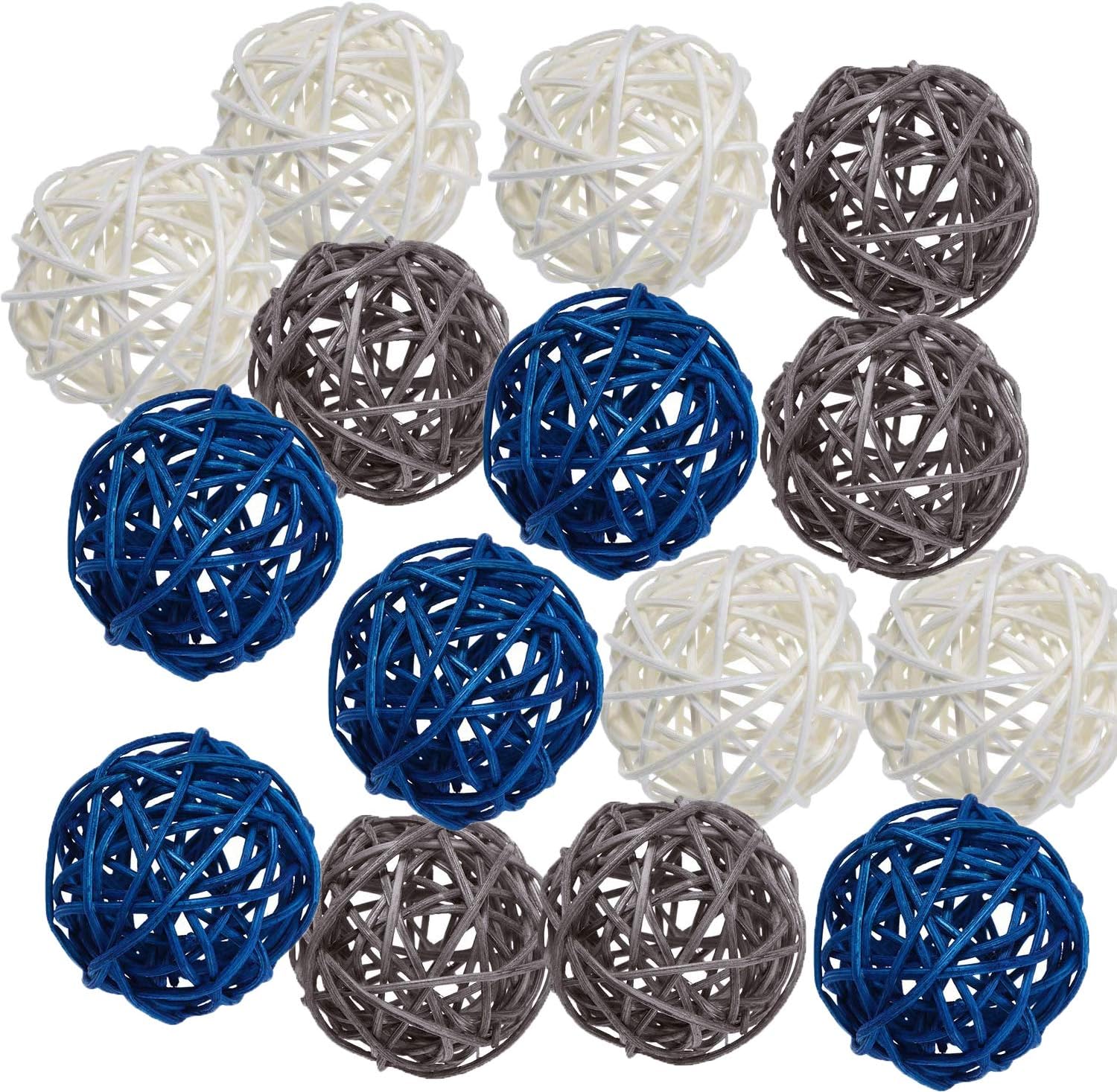 15pcs Big Wicker Rattan Balls -Mixed 3 Colors Decorative Balls for Bowls, Vase Filler, Coffee Table Decor, Wedding Party Centerpieces Confetti