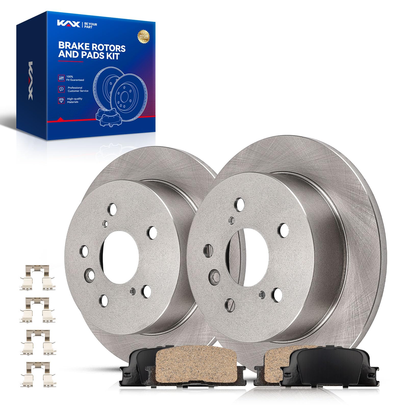 KAX Rear Brake Kit, OE Brake Rotors and Ceramic Brake Pads | Fits Toyota Camry 2002-2006, Lexus ES330 2004-2006, Lexus ES300 2002-2003, Automotive Replacement Brake Kit