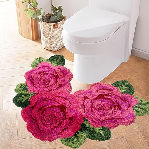 Miniatura 20 de USTIDE Alfombra esponjosa de rosa para piso, alfombra suave y peluda, alfombra hecha a mano, alfombras modernas, alfombras lavables para sala