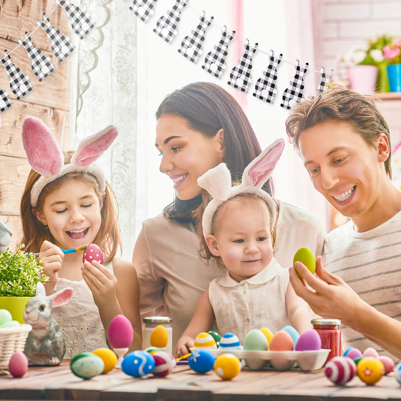 Oster-Deko: Jute-Banner Mit Hasen-Motiv & 'Happy Easter'-Schriftzug, 2 Meter Lang – Ideal Für Garten, Fenster Oder Party