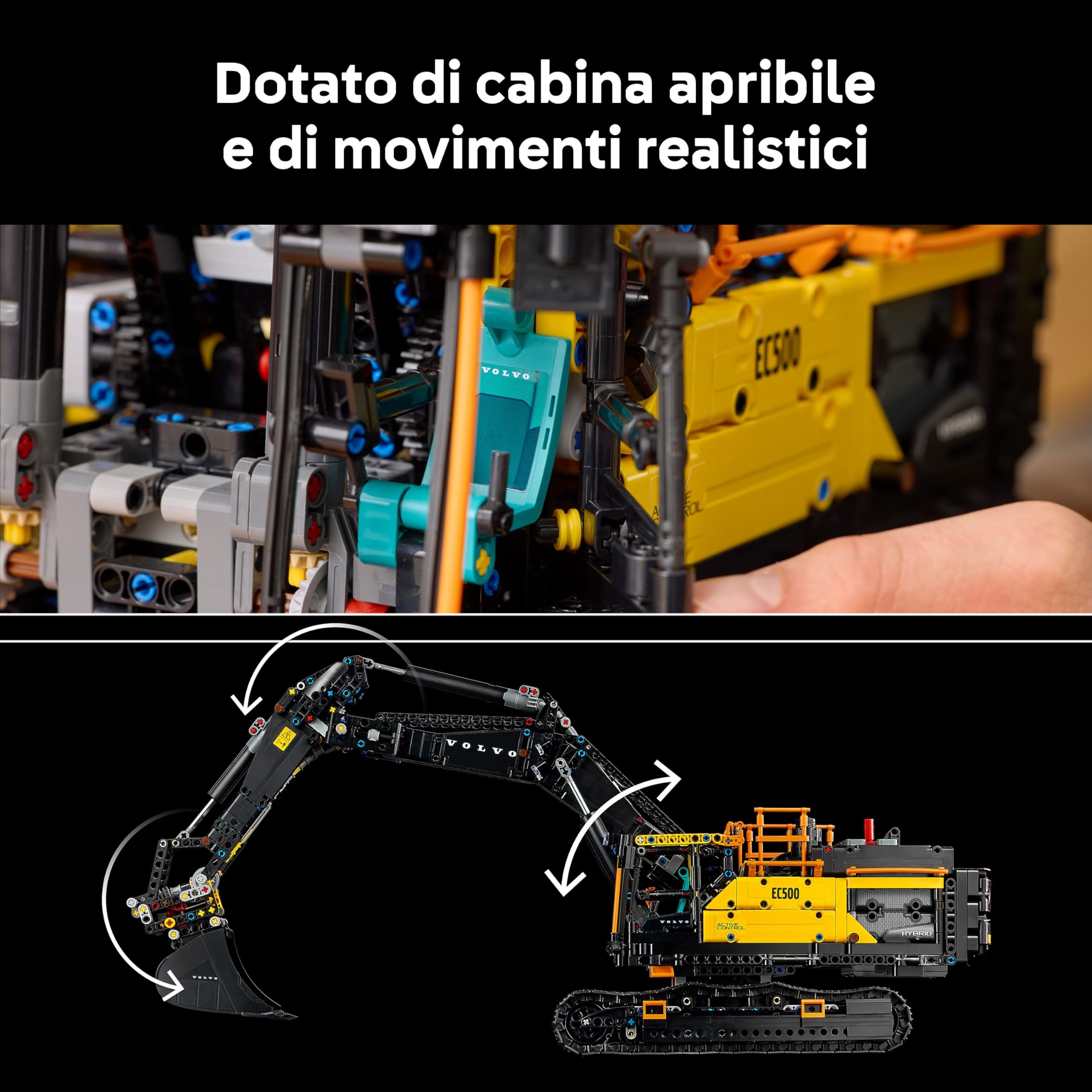 LEGO Technic Escavatore Volvo EC500 Hybrid - Kit di Modellismo da Costruire per Adulti - Veicolo da Cantiere Motorizzato con Braccio e Cingoli Mobili, e Attrezzi Intercambiabili - Idea Regalo - 42215