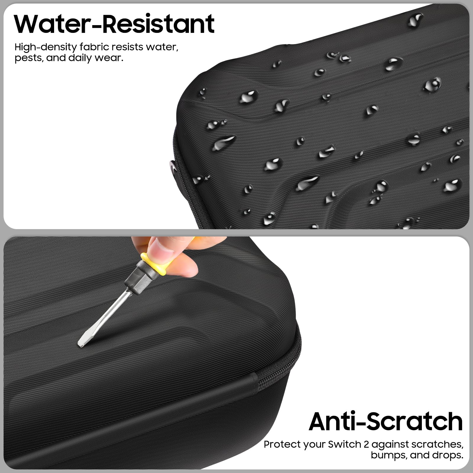 FINTIE Étui pour Nintendo Switch 2 (2025), [Tout-en-Un] Protection Intégrale Étui de Transport avec 23 Emplacements pour Cartes de Jeu, Coque pour Accessoires et Manette Pro, Noir