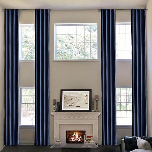 Cortinas de terciopelo de 132 pulgadas de largo, cortinas de oscurecimiento de habitación para ventanas altas y altas, paneles de ventana con