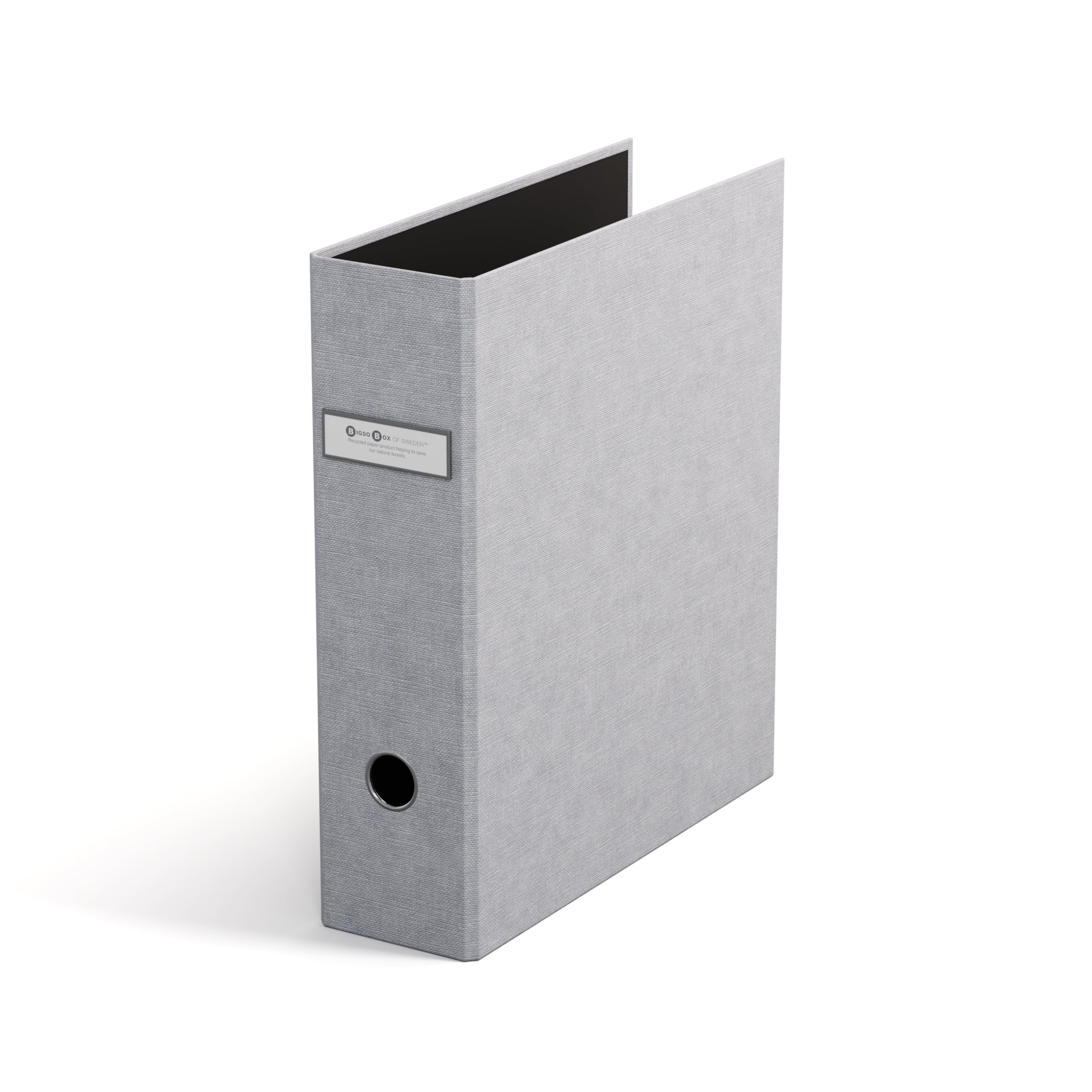 Bigso Box of Sweden Archie Folder with 2 Rings and Lever Mechanism - Ring Binder Made of Fibreboard and Paper with Linen Look - A4 Ring Binder for Filing Loose Paper - Light Grey