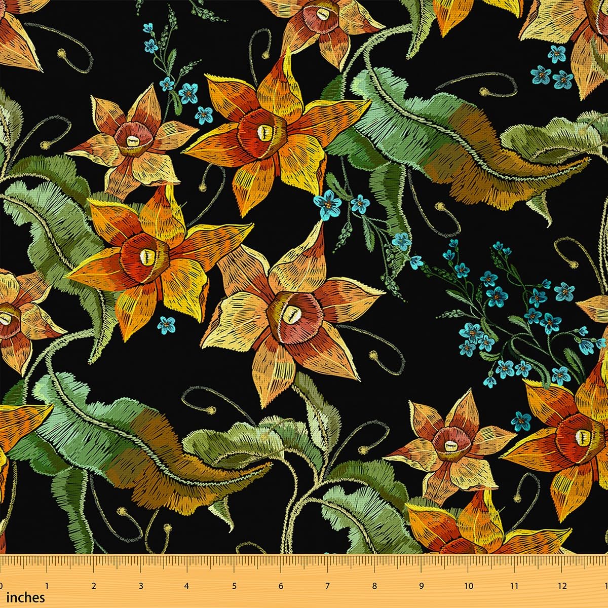 Botanical Fabric by The Yard for Women Men Adult Kids Floral Painting Waterproof Outdoor Fabricy Blossom Flowers Printed Upholstery Fabric for Chairs Reupholstery Fabric 1 Yard (L92*W150cm)