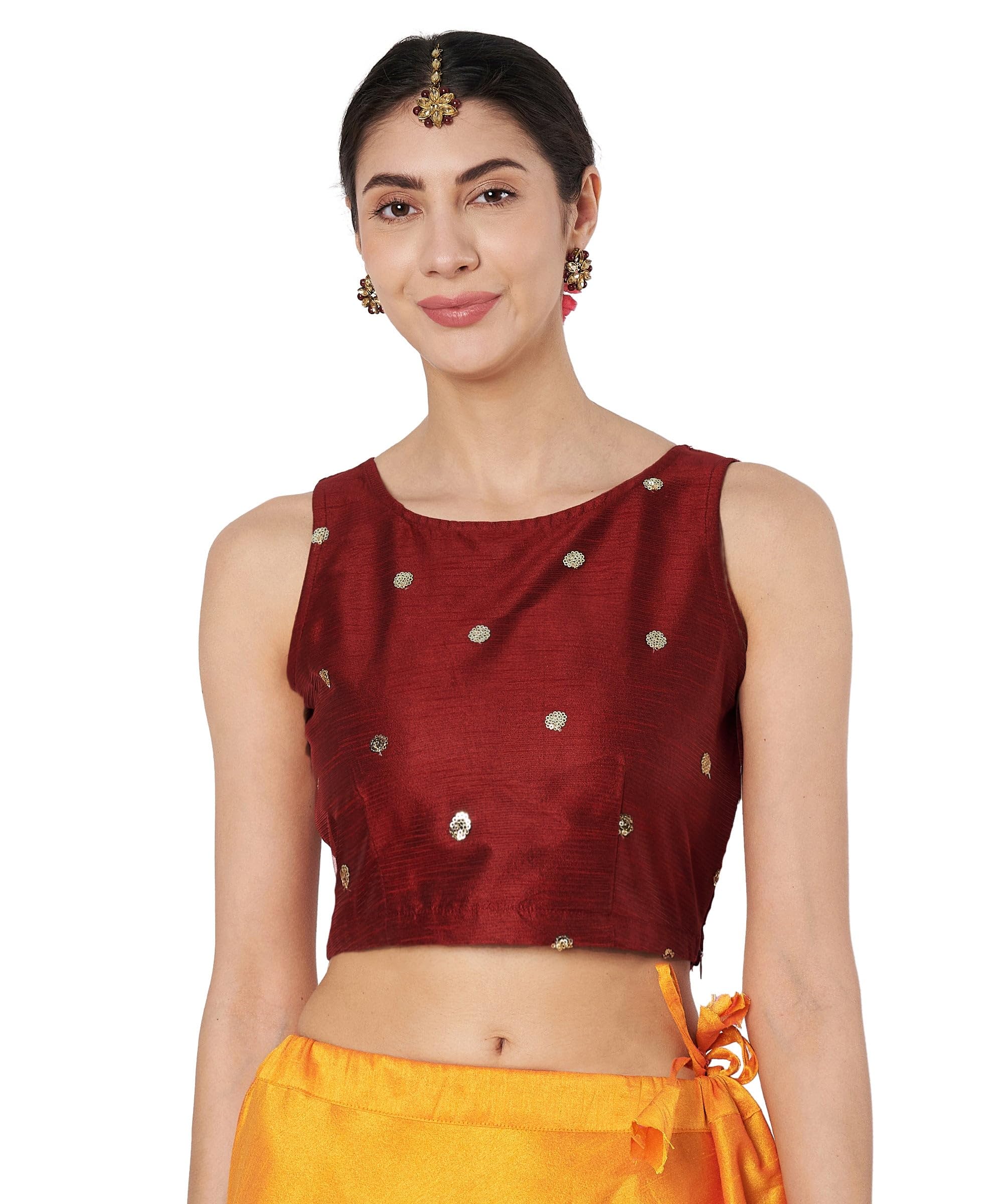 studio rasa Women Net Sequin Embroidered Crop Top for Wedding Festive-picture-39