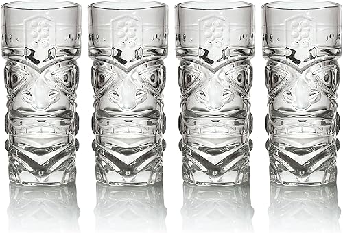 Miniatura 7 de Lily's Home Juego de 4 vasos Tiki  Ideal para cócteles exóticos, Highball  Juego único de vasos Tiki Bar y Bar de cocina, juego de vasos de vidrio y