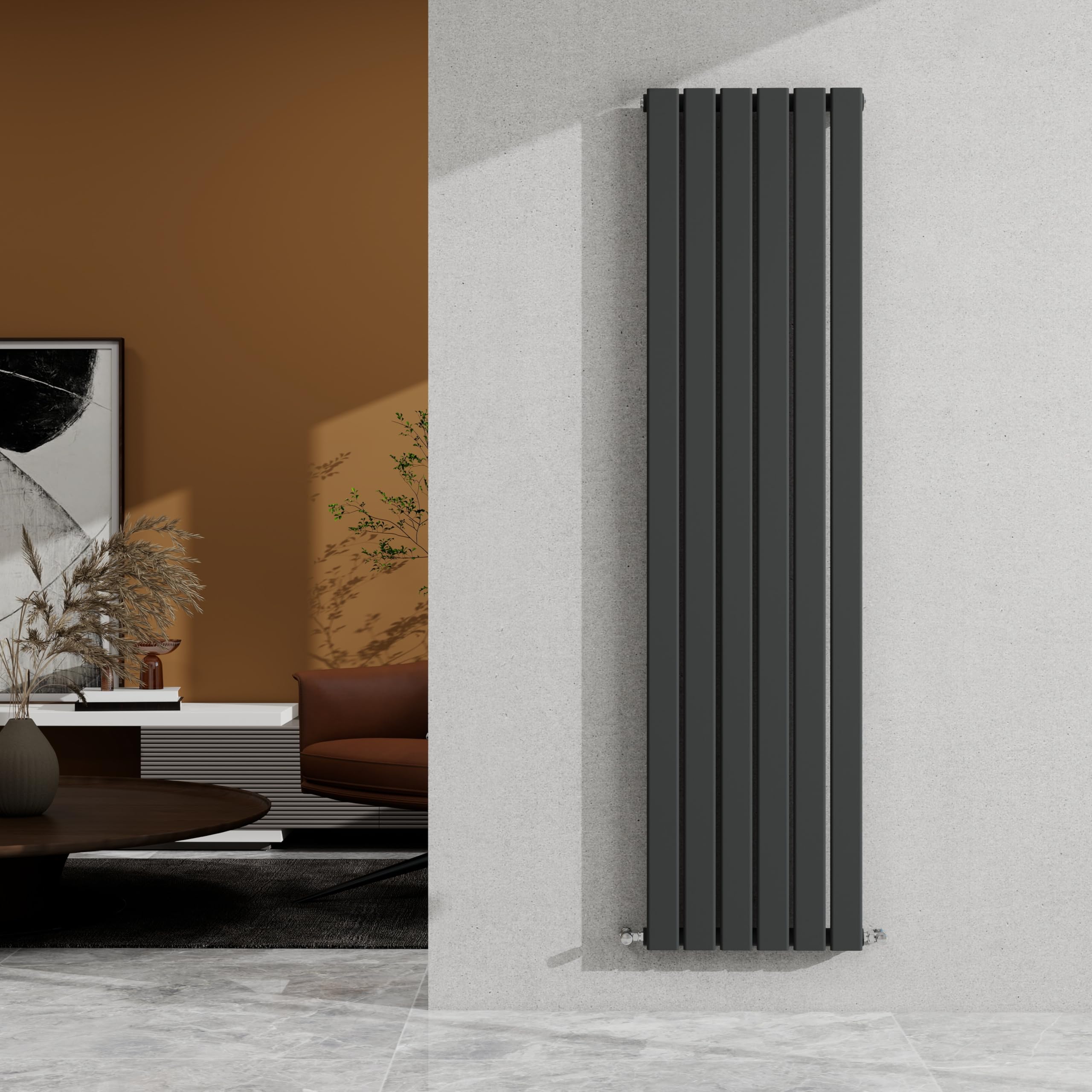 SKY Bathroom 1600×408mm Anthracite Vertical Designer Radiator Single Panel Modern Central Heating Flat Panel Rad 2722 BTU
