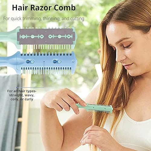 Miniatura 10 de Soft 'N Style Paquete de 3 peines de afeitar de corte de pelo, maquinilla de afeitar de doble cara, peine de tijeras de afeitar para peinar el