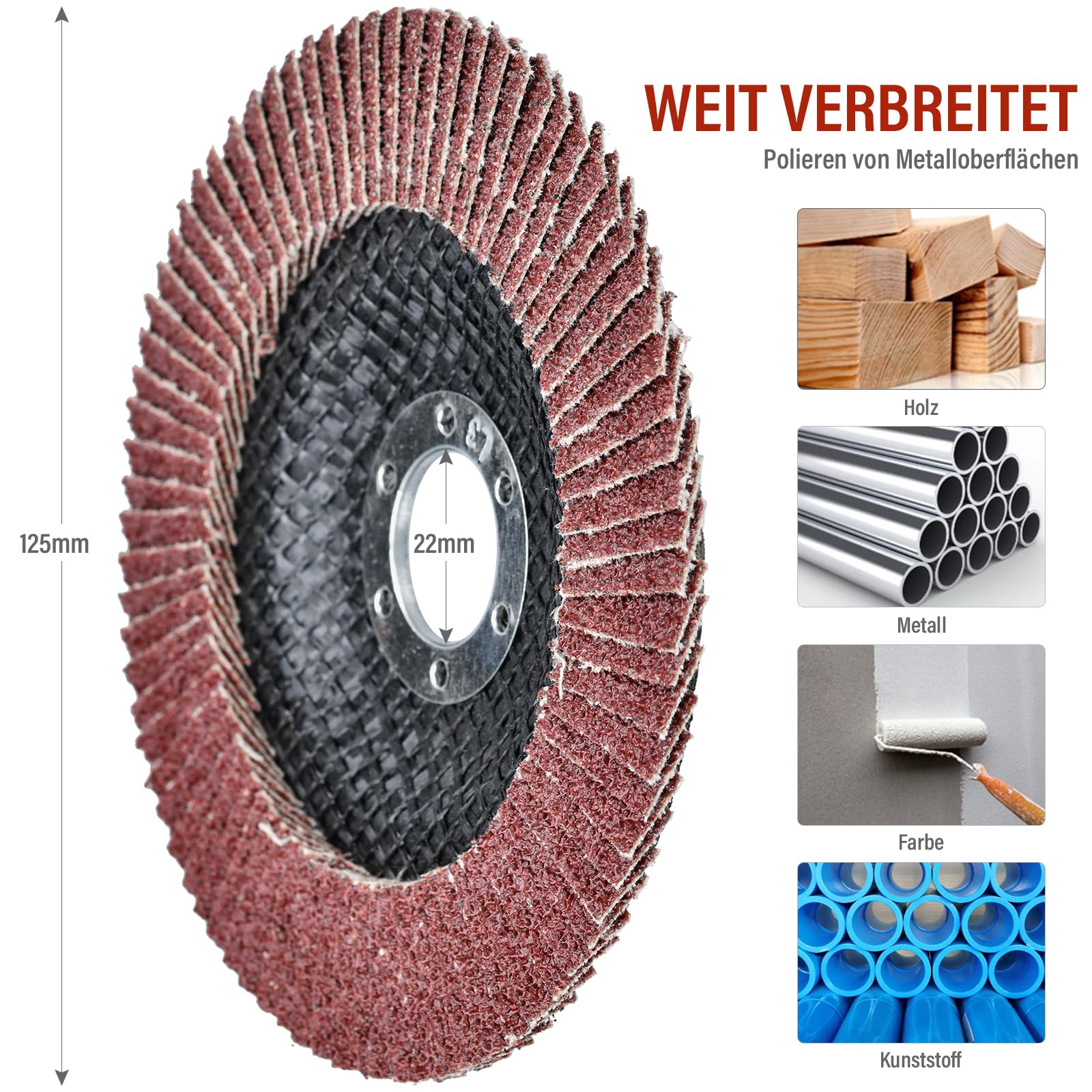 10 Pezzi Dischi Lamellari ø 125 mm x 22.2 mm Disco Lamellare Grana 80 Dischi Abrasivi per Acciaio Inossidabile Metallo e Legno