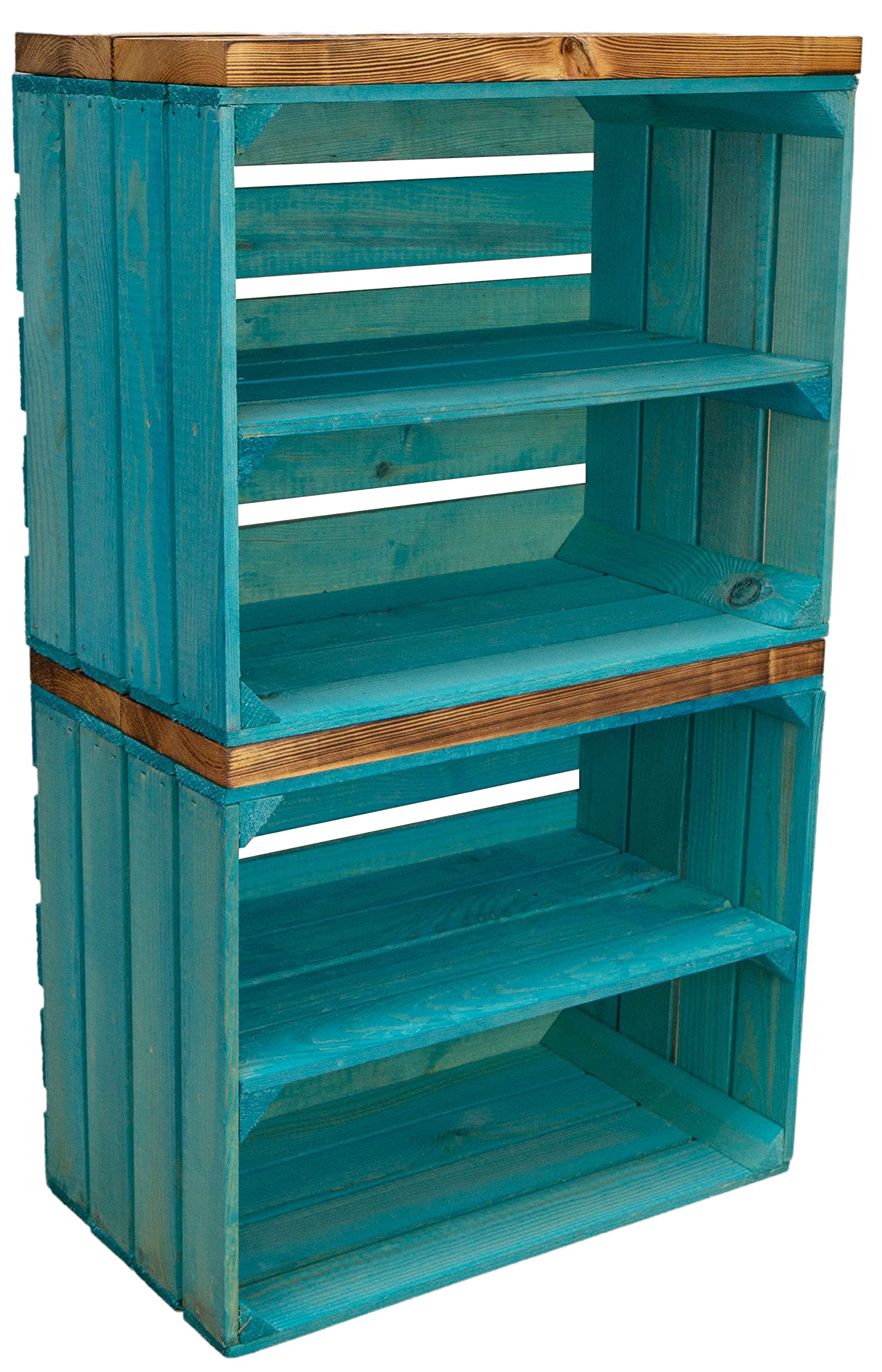 Kistenkolli Altes Land 2er Set Obstkiste aus Holz & Holzplanken Schuhschrank Hocker Sitzbank Weinablage Weinschrank Holzbank Regalkiste 50 x 29 x 43cm L x T x H