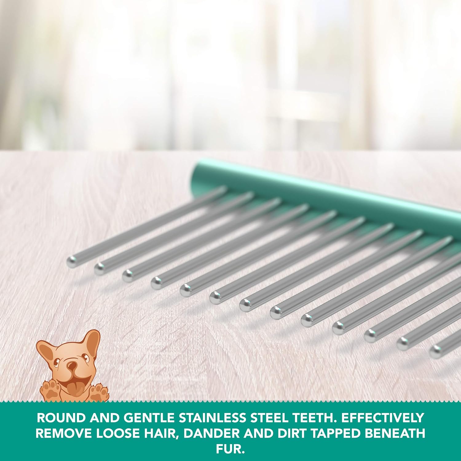 Ruff 'N Ruffus 2 PACK 2-in-1 Stainless Steel Professional Grade Pet Grooming Comb with Rounded Teeth For safe Grooming 7 1/2"