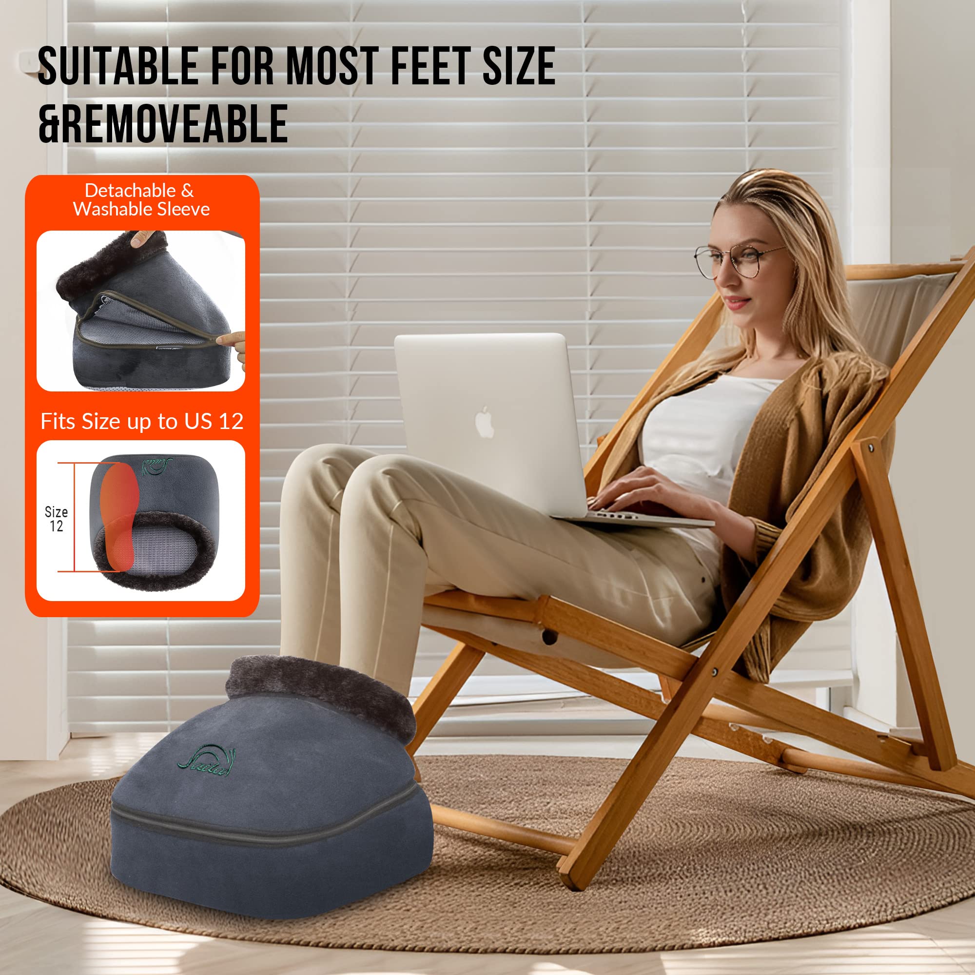 Snailax 3-in-1 Foot Warmer&Vibration Foot and Back Massager with  Heat,Heated Foot Massager Machine with Vibration Modes for Plantar  Fasciitis,Feet - Main Image